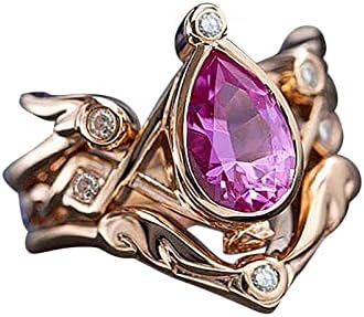 2023 Исклучителен капка во форма на дијамантски црвен циркон прстен за жени прстен за ангажман, чин почетен прстен