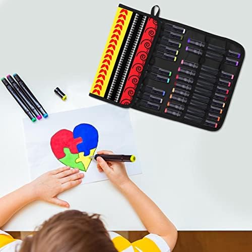 Организатор на пенкало во боја на молив за биро, шарена лента за молив со голем капацитет за моливчиња за акварел, гел пенкало или маркери,