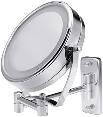 WYFDP Бања Бричење Шминка Огледало СО LED Светла Ѕид Монтирање Две Страни Продолжување Ротира Козметички Огледало