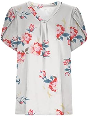 Иухан женски фустани врвови со ливчиња за блуза со цвеќиња за блуза за цвеќиња за жени случајно елегантно симпатично летово трендовски