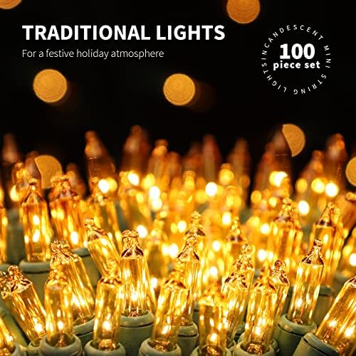 Justpro 100lights жолто екстра-светло со крајни конектори Божиќни декоративни светла 5,98m UL Сертифициран мини жица светлина сет