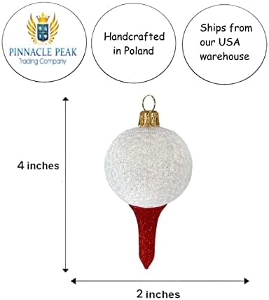 Врв на врвот Трговија на голф топката за голф на црвена мета, разнесена стакло што виси украс за новогодишна елка 4 инчи