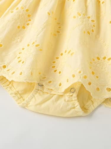 Yartina новороденче девојчиња лето руфле ромпер фустан со краток ракав, тркалезен врат, обични облеки