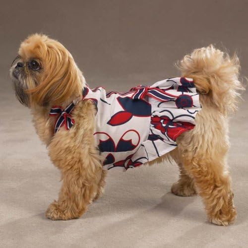 Куче Фустан - Сите Американски Куче Сарафан-Црвена Бела &засилувач; Сино-Х-Мали