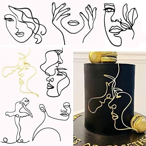 Jurhomie акрилна уметничка девојка забава свадбени материјали злато сребрена црна минималистичка линии апстрактна дама лични колачи декорација
