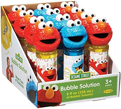 Мали деца Sesame Street Elmo & Cookie Monster 8oz Bubbles & Wand Charicer Party Party Part Pack, 12 пакувања