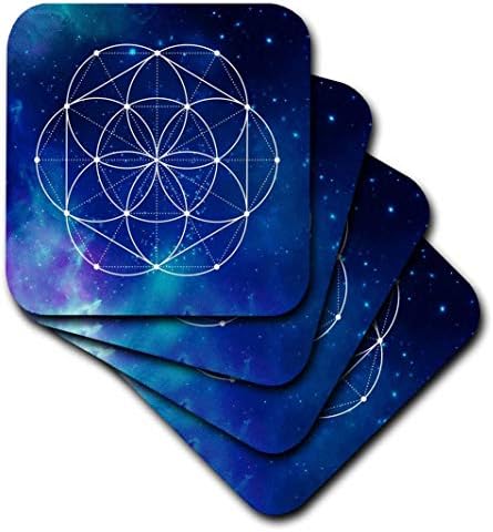 3Д роза свети кругови Цветна геометрија на брилијантна сина галаксиска позадина керамички плочки крајбрежни плочки, разнобојни