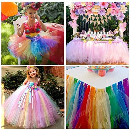 Gocelyn Rainbow Glitter Tulle Rolls Shimmer Color Assoce за трки за трки столче за бебиња туш, лак, лак, лак за миленичиња, миленичиња за шиење