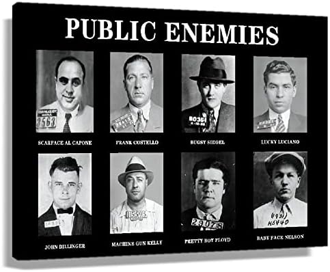 Јавен непријателски мафија постери за wallsидови Bugsy Siegel Black Gangster слики Уметност отпечатоци од мобилна постер по постер уметност