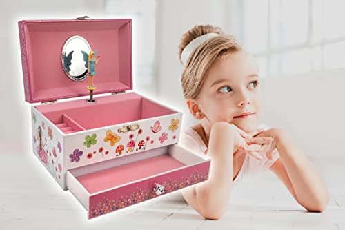 Компанија за музички кутии во Сан Франциско Цвеќиња и кутија за музички накит од самовили од пеперутка