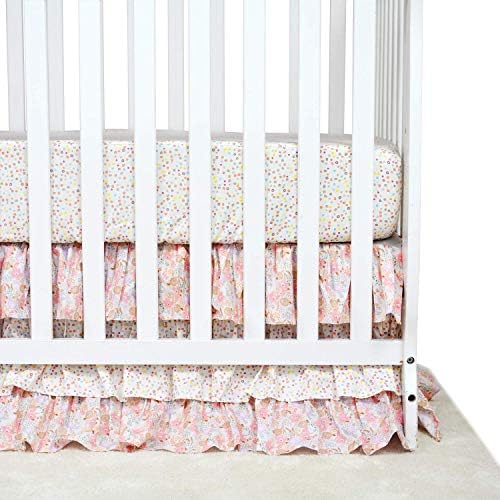BrandReam Bluss Pink Crib Постелнини комплети за девојки Бохо цветни расадници постелнини со пелена магацина памучна утебана ќебе со