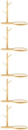 Cabilock 5 парчиња дрвени ѓердани лавици накит Декоративни домашни маса држачи за држачи часовници висат парфем бамбус намирници