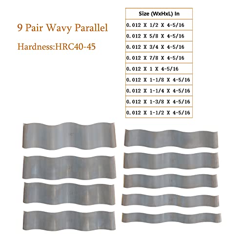Кимлиер паралелен блок 9 пара од 1/8 инчен челичен бран паралелен сет на перница