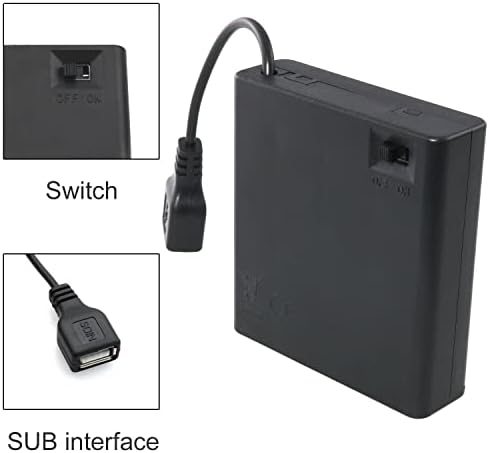 JJHXSM USB Женски Приклучок 4 Hol Држач За Кутија За Батерии Со Прекинувач ЗА ВКЛУЧУВАЊЕ Исклучување