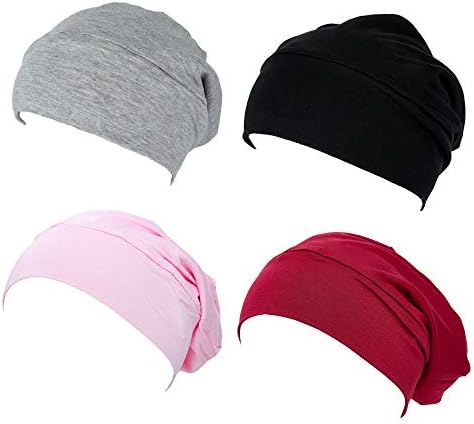 JH Touch 4 парчиња сатен наредени капаче за спиење Слаут Бејни капа за жени, мажи розови