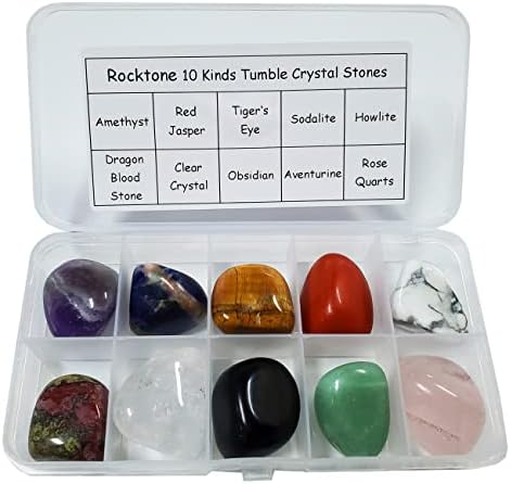 Rocktone 10 чакра камења испрскани полирани камења кристални лековити камења џебни камења за Вика, Реики, заздравување, домашни