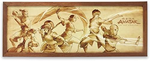 Аватар на отворени патишта Аватар: Последната акција на Airbender Action Sepia Rramed Wood Wall Decor - гроздобер аватар слика за детска