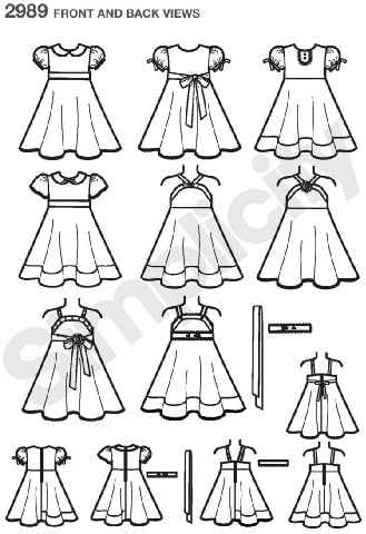 Едноставноста на проектот за пистата на пистата 2989 Девојки фустани со варијации на каросерија и здолништа големини 1/2-1-2-3