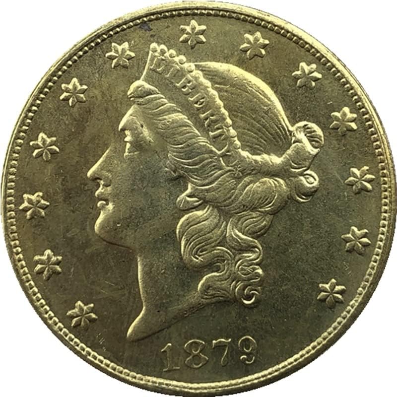 1879 Верзија Американски 20 Златник Месинг Антички Ракотворби Странски Комеморативна Монета 34ММ