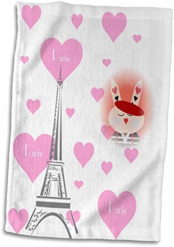3drose Флорен Франција - Француски зајаче опкружено со срца и Ајфелова кула - крпи