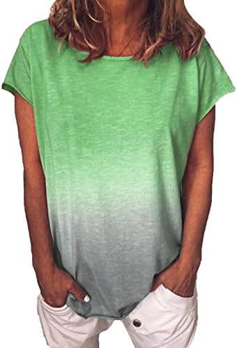 Кратки ракави за женски поло, со кратки ракави, едноставни маички за маички за жени паб преголем градиент на празници