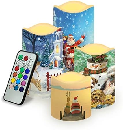 Ientиенто Божиќни запалени свеќи предводени свеќи за батерии Оперирани од свеќи од 4 водоотпорни свеќи на отворено со 18-клучни далечински