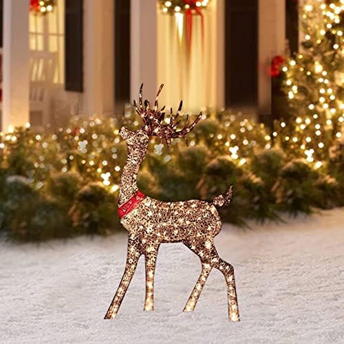 Божиќни сјајни ирваси на ke1clo со LED светло, мрежни украси за елени, водоотпорни осветлуваат ирваси за декор за дома за дома, градина во