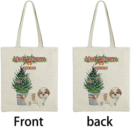 Природен памучен постелнина торба за Божиќни кучиња lубовници подароци на санта сантир растенија борови дрво со bellвонари кутии за подароци