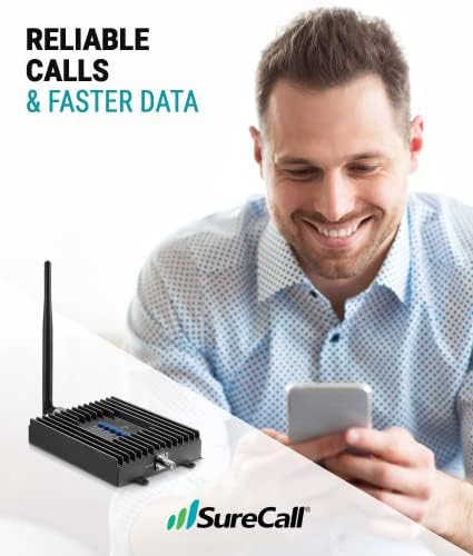 SureCall Fusion4Home Мобилен Телефон Сигнал Засилувач до 2000 квадратни стапки, Зголемува 5G/4G LTE, Omni Отворено Антена, Насловна
