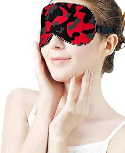 Црвена маскирна печатена маска за очи за очи мек заслепено око со прилагодлива лента за ноќни очила за очила за мажи за мажи жени