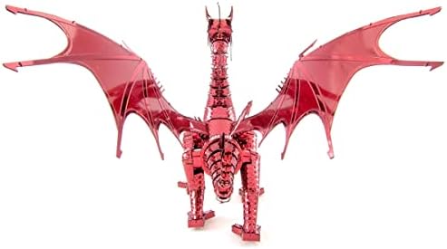 Метални фасцинации на Земјата Премиум серија црвен змеј 3Д метален модел комплет пакет со пинцети