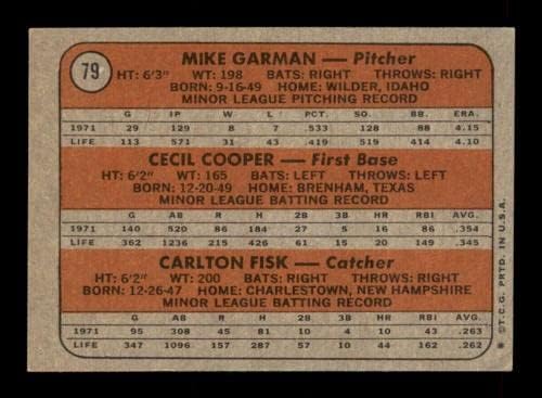 79 Garman/Cooper/Fisk Red Sox Rookies HOF - 1972 година Бејзбол картички на Топс оценети EXMT - картички за дебитанти со бејзбол плоча