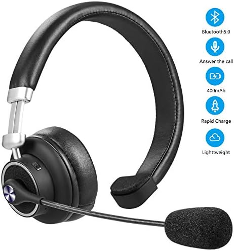 BLUETOOTH безжични слушалки за Bluetooth, Trucker & Office Bluetooth слушалки со микрофон, копче за нем, 24 часа работно време, за мобилен