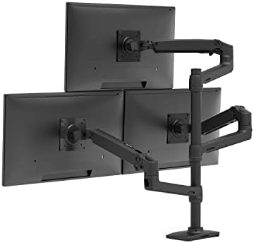 Ergotron - Lx Triple Monitor Arm, Mount Vesa Desk - За 3 монитори до 40 инчи, од 7 до 14 фунти секоја - мат црна боја