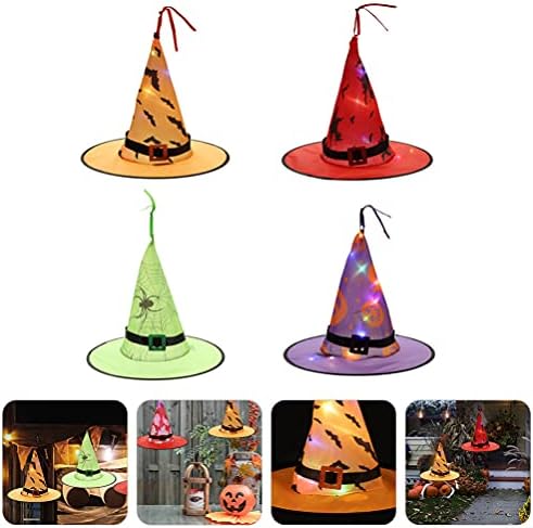 Запостави 4 парчиња Ноќта на вештерките што висат осветлена капа на вештерки за Ноќта на вештерките за Ноќта на вештерките за украси на