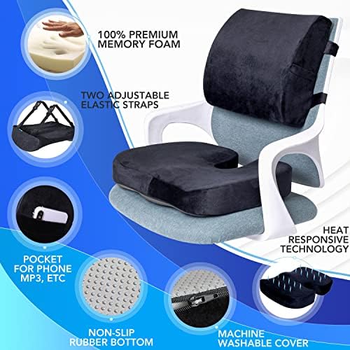 Пернопедска перница за ортопедско седиште и лумбална перница за поддршка за канцелариски стол меморија од пена за автомобили со перниче со