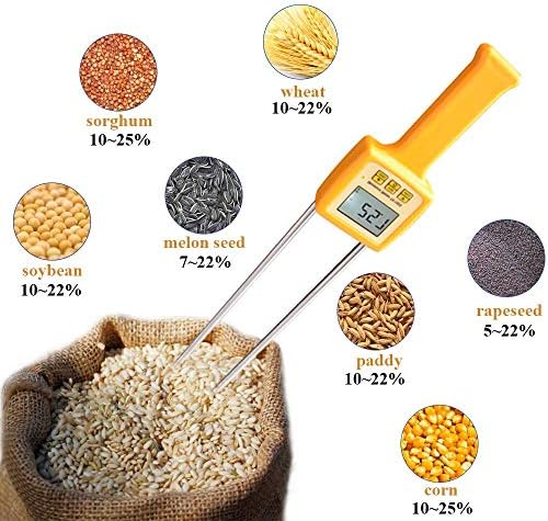 Zuqiee PH метар метар метар пченка грав Анализатор на тестер ориз 4-цифрен LCD дигитален дисплеј Влажност: 5-35%