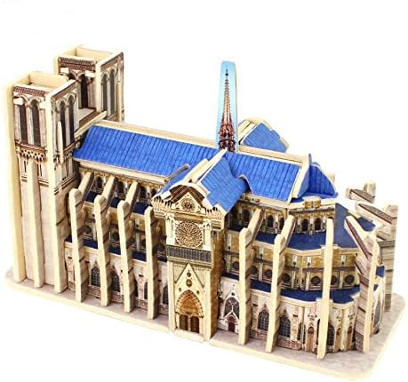 Нани 3Д дрвени загатки Образовни играчки за деца со модел на собрание на мини архитектура MJ401, Notre Dame de Paris MJ404