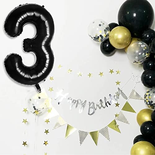 40 Инчен Голем Црн Број 3 Голема Големина Џамбо Цифра Миларна Фолија Хелиум Балон За Прослава На Роденден Декорации Дипломирање Годишнина
