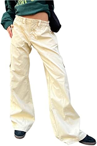 Долги панталони за жени Miashui за жени со низок половински панталони Естетски влечење лабави женски обични панталони за лето