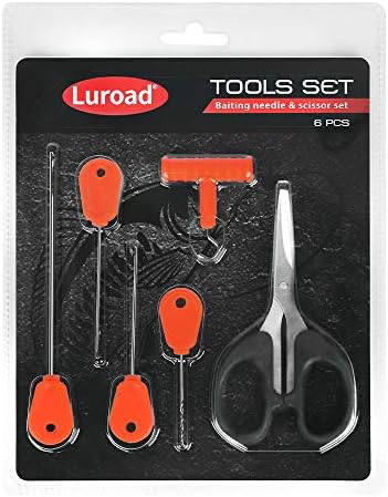 Комплет за алатки за мамки за риболов риболов, сет, Luroad 6 во 1 комплет за риболов риболов, вклучително и игла за кука, дупчалка, влечкач