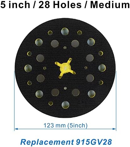 Upwood 5 инчи со 28 дупки подлога за поддршка на кука и јамка за полисер за воздух Sander, 5/16 -24 Thread Max 13000rpm, пакет од 1