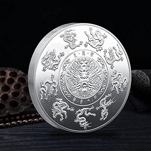 Девет Змеј Ѕид Голем Диск Комеморативна Монета Комеморативен Медал Бизнис Патување Подарок Комеморативна Монета Реплика Ракотворби