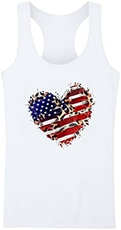 4 -ти јули кошули женски резервоар за мускули врвни лабави вклопувани графички салата за вежбање манжетни маички за независност на американско