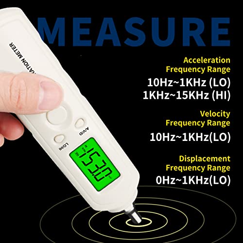 AS63D Vibrometer, LCD Backlit Peng Type Digital Vibration Meter, тестер за анализатор на вибрации на рачен вибрации со 2 сонди и
