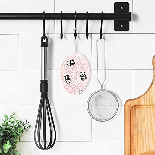 Алаза Симпатична панда срце розова природна сунѓер кујна целулоза сунѓери за садови миење на бања и чистење на домаќинства, не-крик