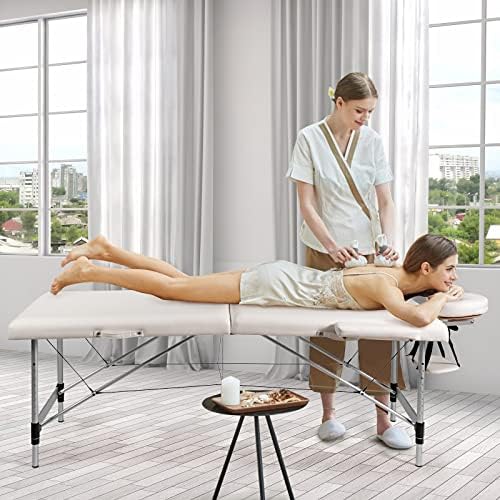 WYFDP 84 L Преносна маса за масажа за прилагодување на салонот за салони за лице С -кревет w/носење бело/црно