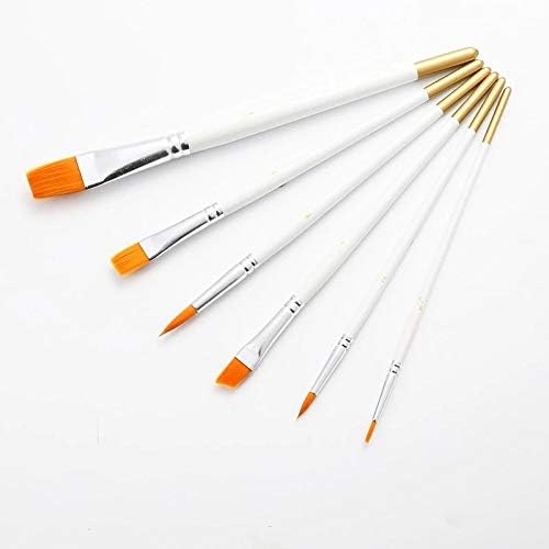 Zmdza 6pcs/Поставете дрвена рачка со акварел боја на пенкало за бои за бои четки за цртање уметност бела сликарска уметност најлон коса мултифункционално