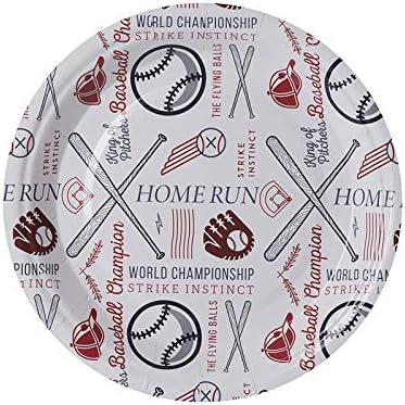 Хамонт бејзбол тематски хартиени плочи 7 Тркалезни плочи за еднократна употреба - материјали за роденденска забава, совршени за семејни собири, спортски настани и ?