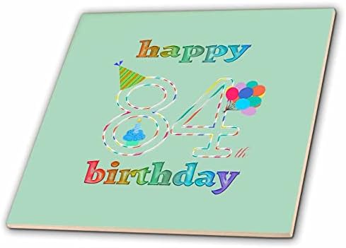 3дроза Среќен 84-ти Роденден, Кекс Со Свеќа, Балони, Капа, Шарени-Плочки